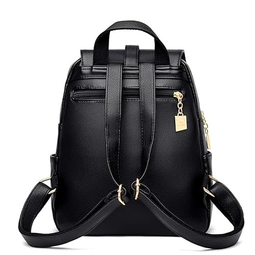 Mochila feminino de couro (PRETO)