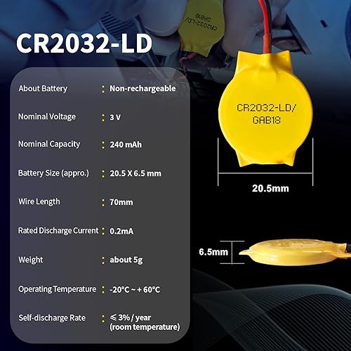 Miniatura 3 de EEMB Paquete de 10 baterías CMOS 3V CR2032 con cables de cable y conector MOLEX Batería de repuesto para computadora