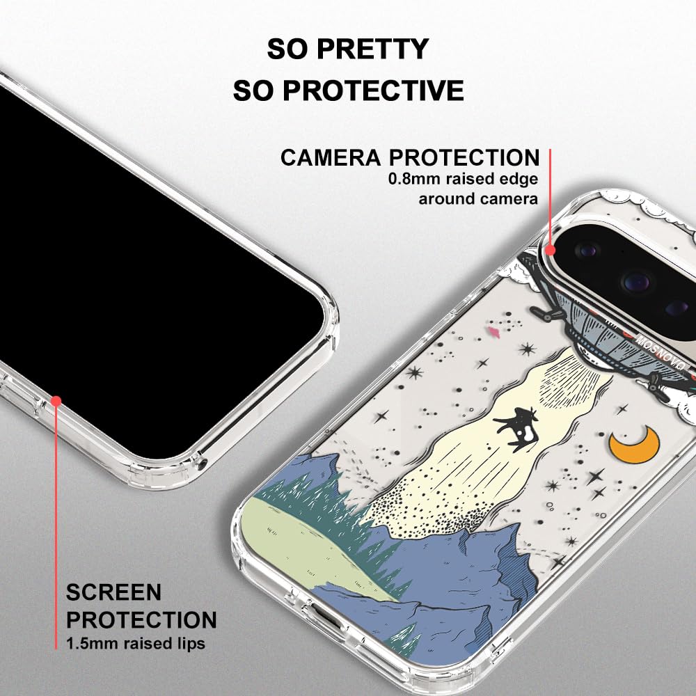 MOSNOVO Case for Google Pixel 10 & Pixel 10 Pro, [Buffertech 6.6ft Military-Grade Drop Protection] [Anti Peel Off Tech] Clear TPU Bumper Phone Case Cover Design - Cute Cherry — view 57