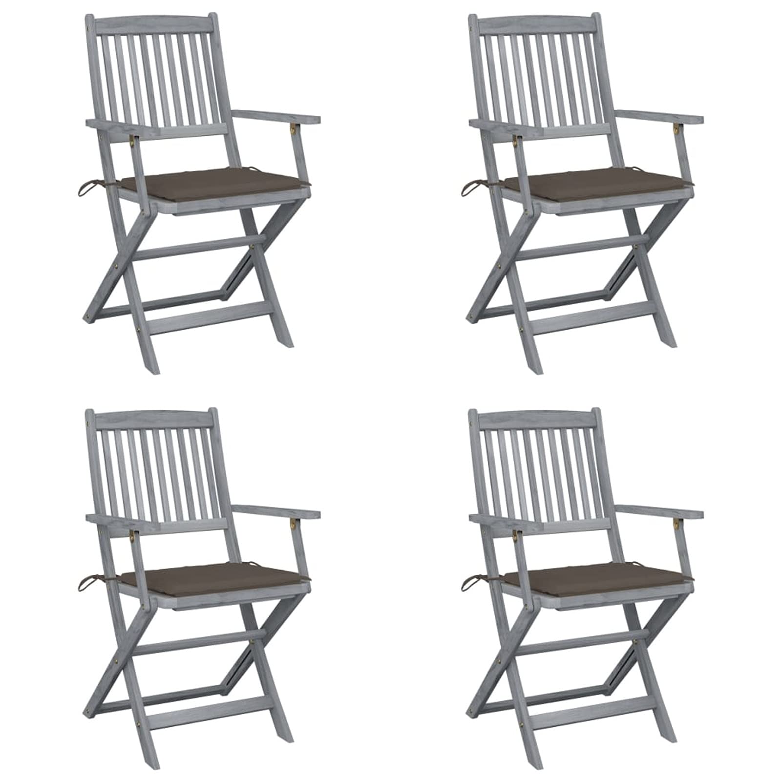 Chaises pliables d'extérieur Moonairy en acacia avec coussins d'assise ergonomiques confortables