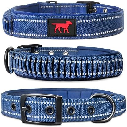 Heavy Duty Dog Collar with Handle | Ballistic Nylon Heavy Duty Collar | Padded Reflective Dog Collar with Adjustable Stainless Steel Hardware | Convenient Sizing for All Breeds