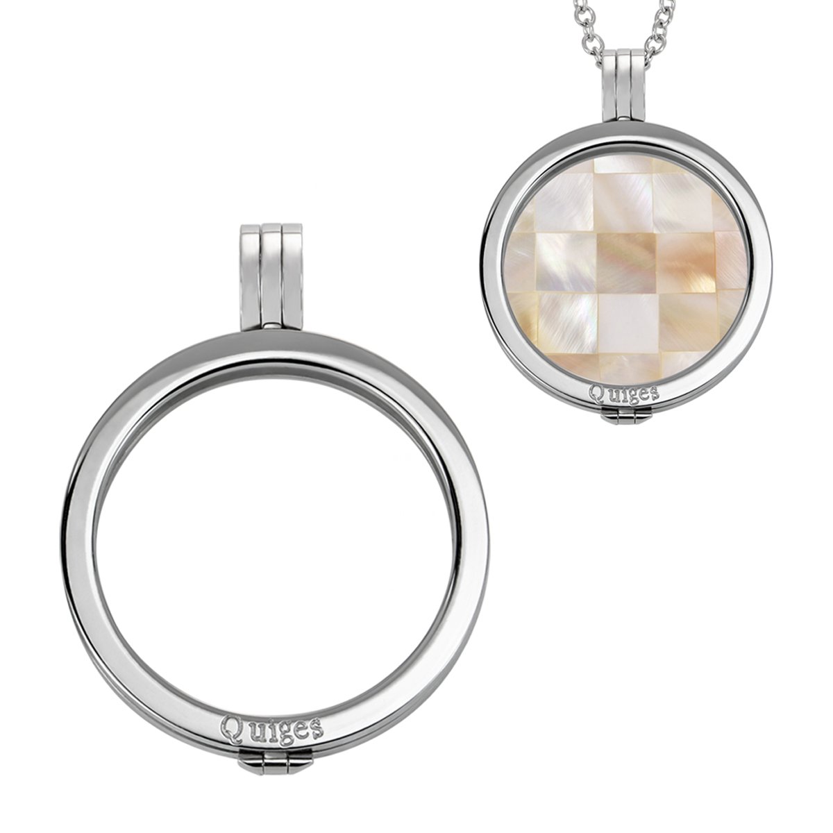 Quiges 33mm Coin Anhänger aus Edelstahl für Damen