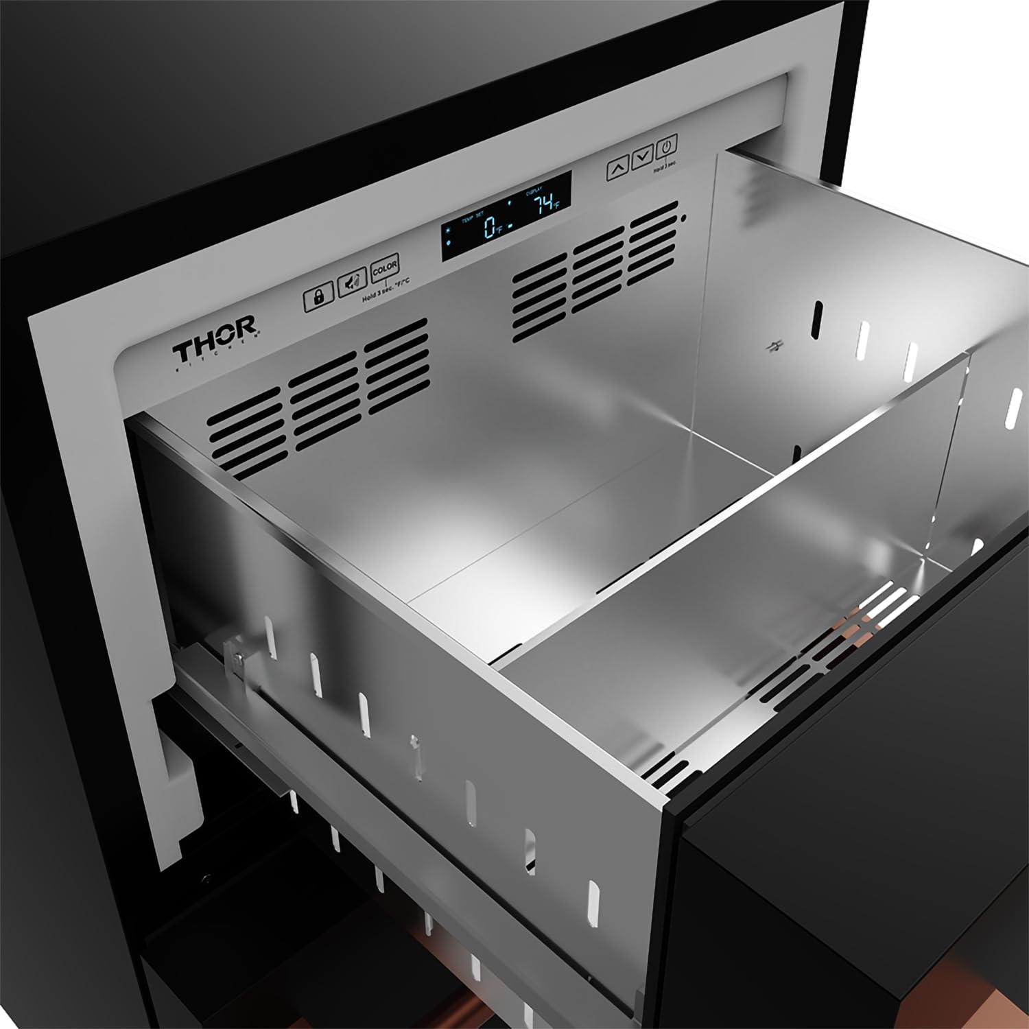 24 Inch Undercounter Built-In/Freestanding Drawer Freezer – Black/Rose Gold | Gordon Ramsay Series on Fridge.com