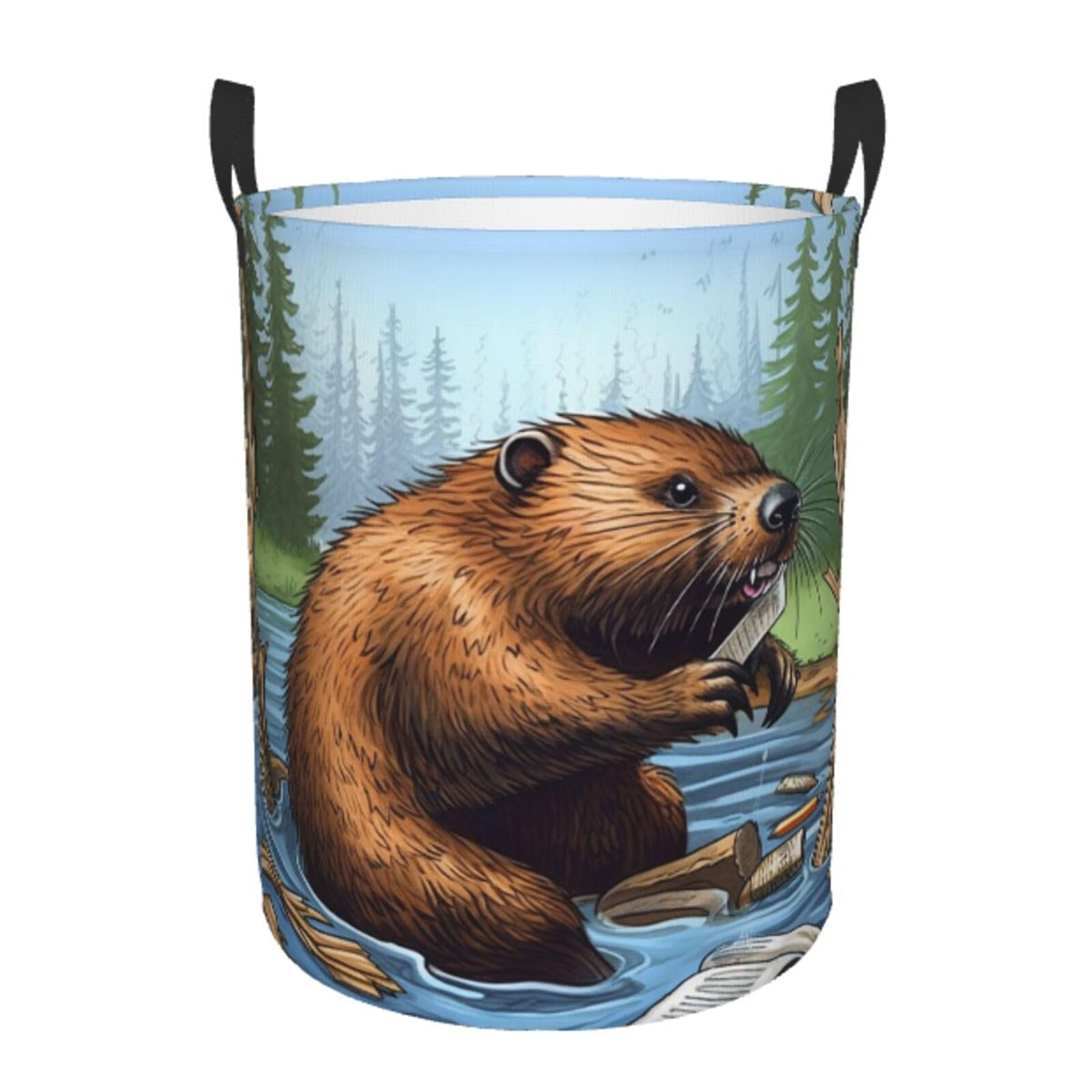 Grand panier à linge Busy Beaver en tissu pliable et lavable de haute qualité