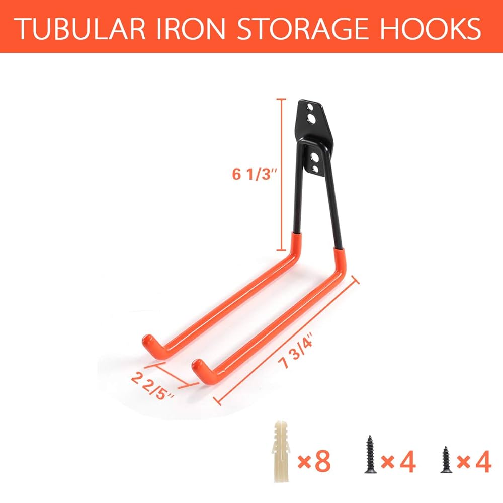 4pcs Garage Hooks For Hanging Ladder Hose Extension Cord Shovel Bike Chair Garde