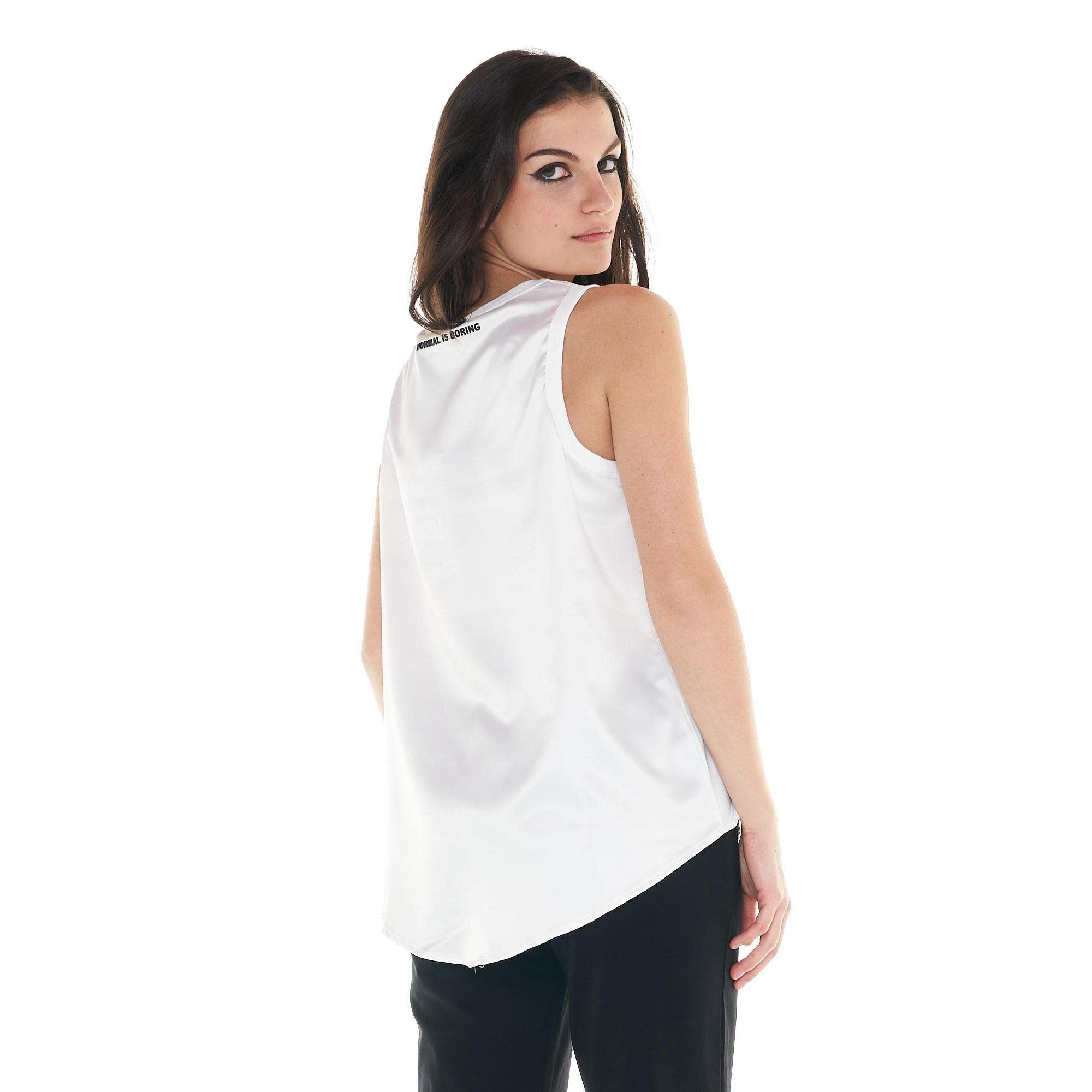 Leone - Canotta Satin da Donna Black And White - Whisper White (166), XL
