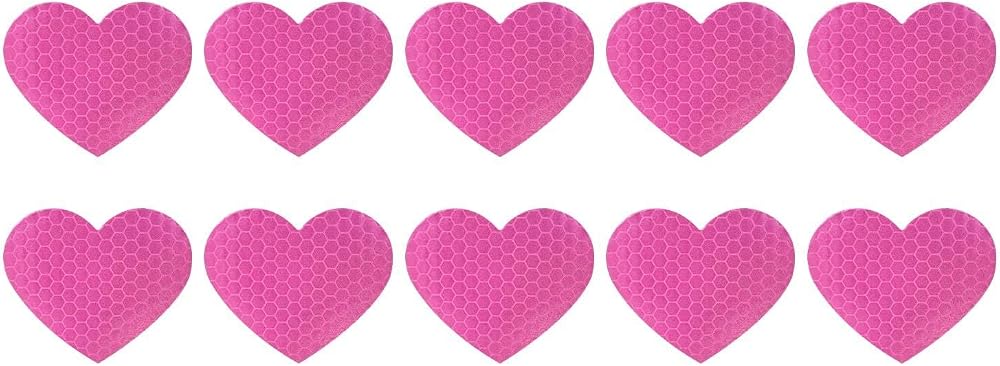 10PCS Heart Vinyl Decal for Car, High Intensity Reflective Heart Bumper Stickers Night Safety Decor, Waterproof Grid Love Decals Anti-Scratch Warning Sticker for Most Vehicles (Pink) — 사진 1