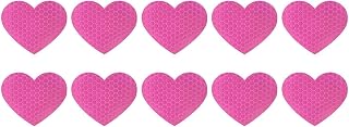 10PCS Heart Vinyl Decal for Car, High Intensity Reflective Heart Bumper Stickers Night Safety Decor, Waterproof Grid Love Decals Anti-Scratch Warning Sticker for Most Vehicles (Pink)