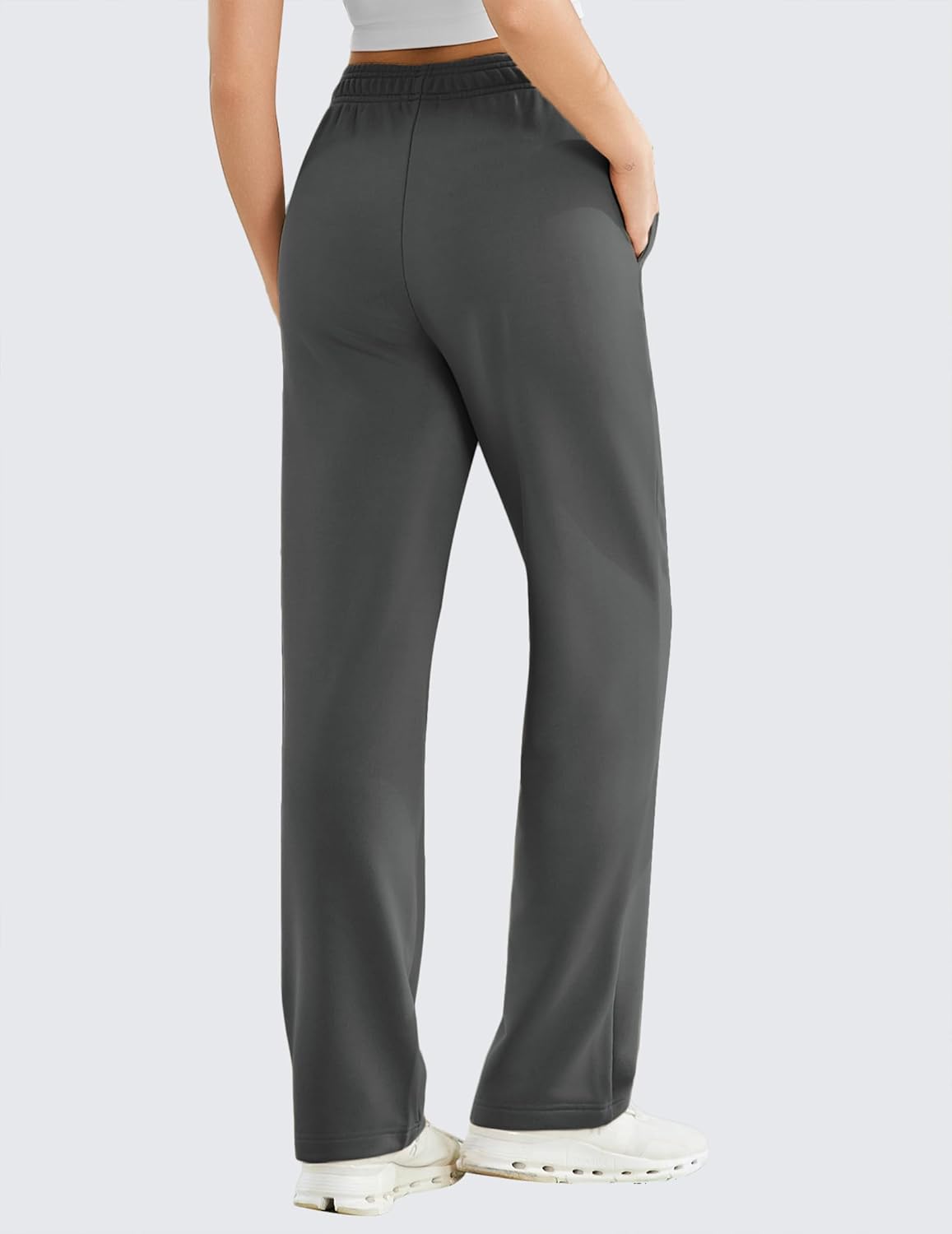 PINSPARK Women's High Waisted Straight Leg Sweatpant Comfy Interior Drawstring Workout Sweat Pants Pocket Fall Casual Pant - Image 2