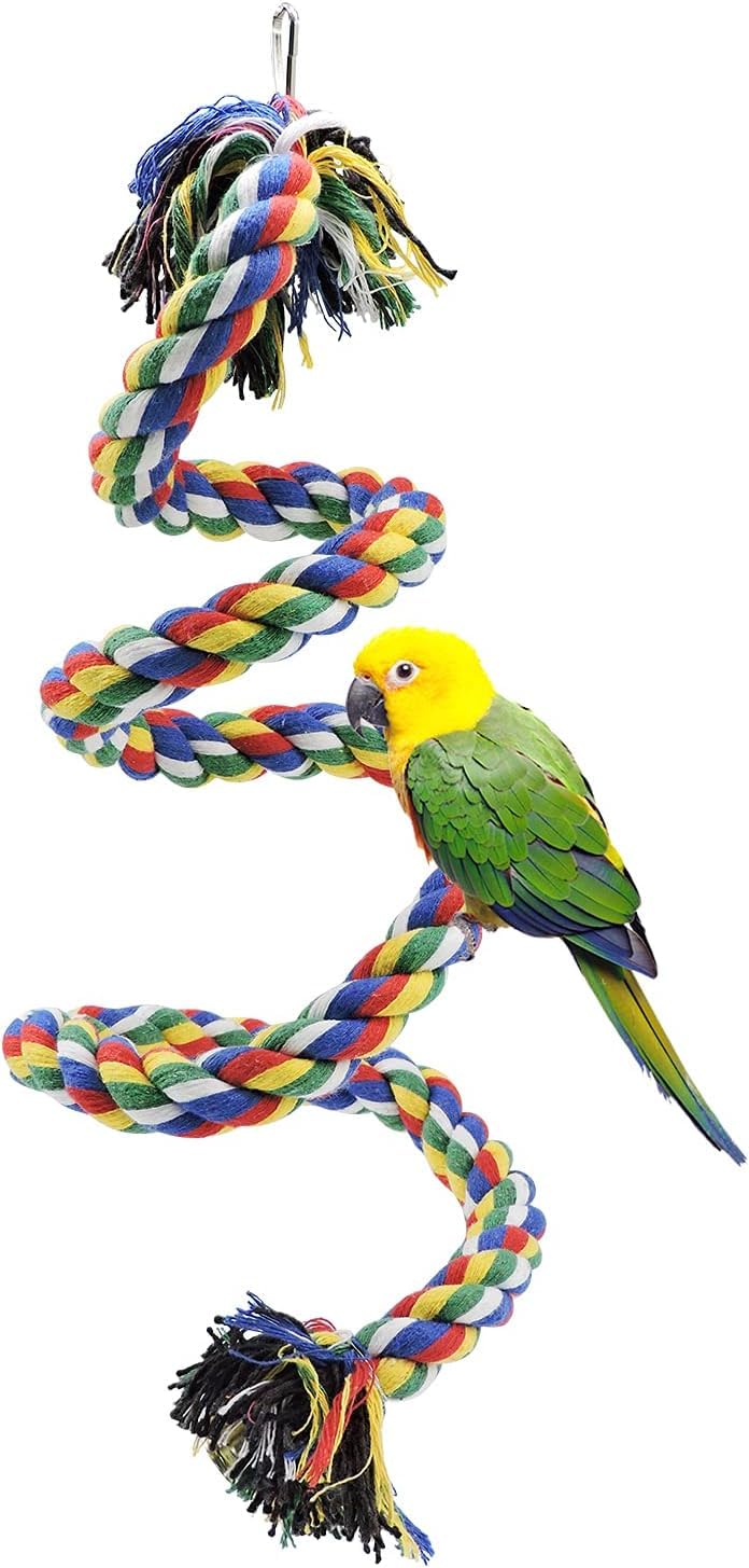 Ekinsu Bird Chew Rope,Parrot Colorful Climbing Rope Swing Toys Parrot Stand with Bell and Hanging Clip for Parrots,Macaws,Parakeets Birdcage Accessories (B0D79J7421) Amazon Price History, Amazon Price Tracker