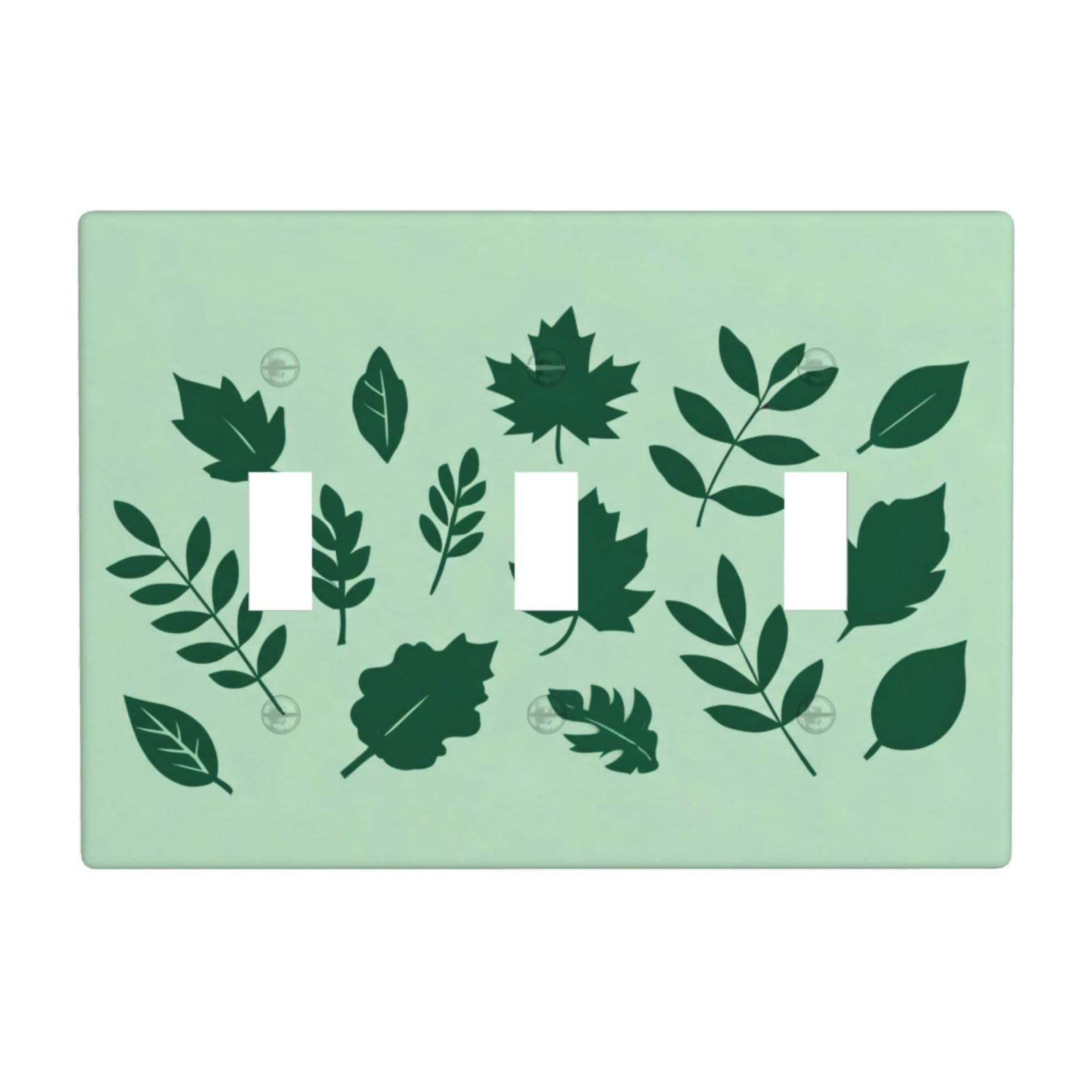 Sage Green Leaf 3 Gang Switch Plate Cover-Unbreakable Polycarbonate Wall Plate, Heat Resistant Toggle Switch Decor for Home