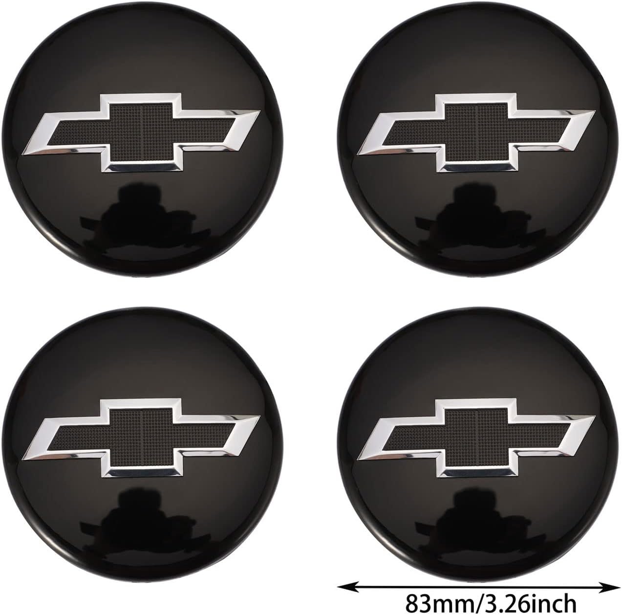 4pcs Set Fit Chevy Wheel Center Caps,83mm/3.27 Wheel Hub Caps Compatible with Chevrolet (Black & Silver) : Automotive