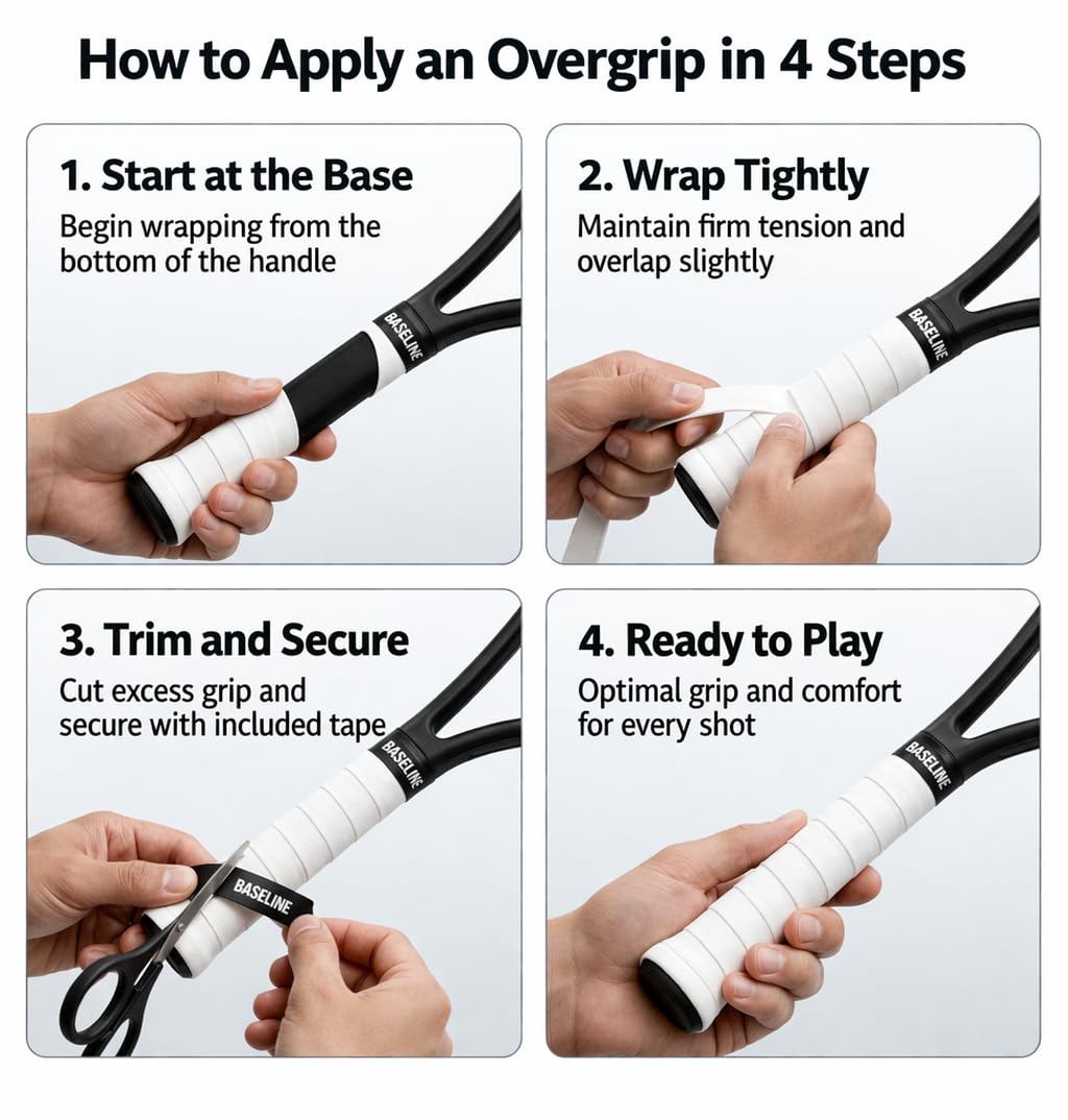 Genérico Overgrips Tenis Pack 12 – Overgrips Padel Antideslizantes y Absorbentes – Grip Raqueta Tenis Profesional – Alta Durabilidad — view 5