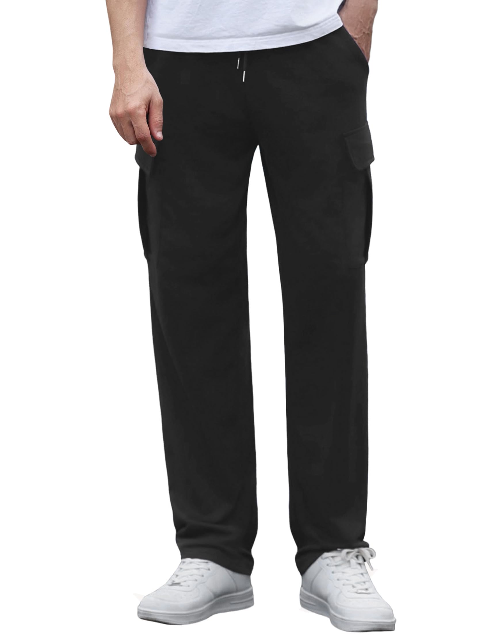 Pantalones de Chándal para Hombre Casuales Algodón Pantalon Largo Talla Grande Cargo Pantalones con Ajustable Cordón Pantalones Deportivos con Bolsillos