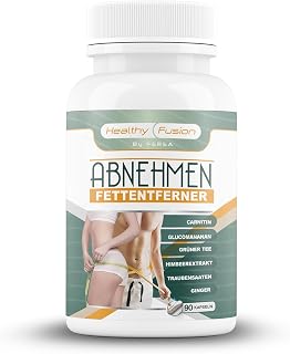 Abnehmen Fettenferner Healthy Fusion | L-Carnitin, Grüner Tee, Glucomannan & CLA | Fettburner & Thermogenikum | Abnehmkapseln | Behandlung zur Gewichtsreduktion und Appetitkontrolle | 90 Kapseln