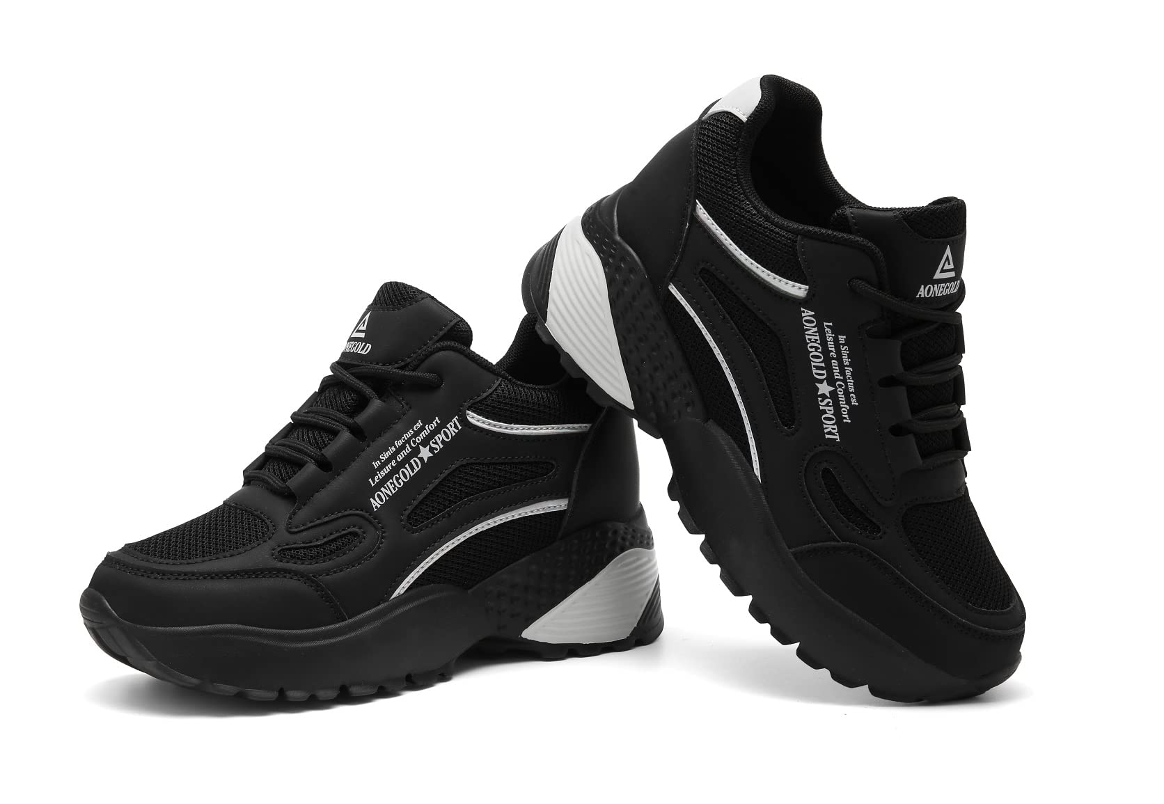 AONEGOLD Sneakers Donna Zeppa Interna Scarpe da Ginnastica Basse Sportive Fitness Respirabile