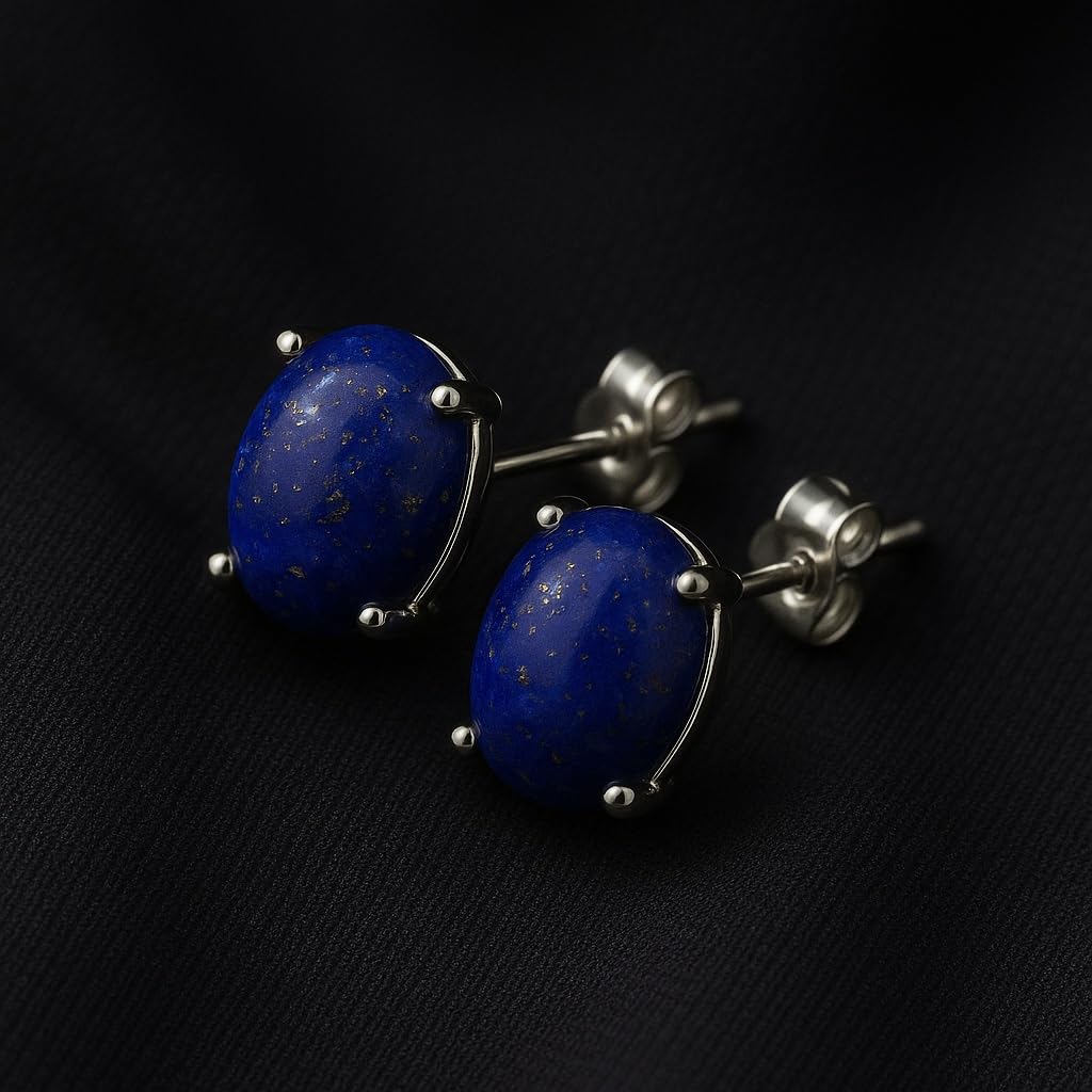 naturales múlti Piedras preciosas 7x9 mm Ovalado Plata de ley 925 Diseñador de moda Tachonar Aretes para mujeres Hombres Pendientes de botón hechos a mano Joyería de fiesta