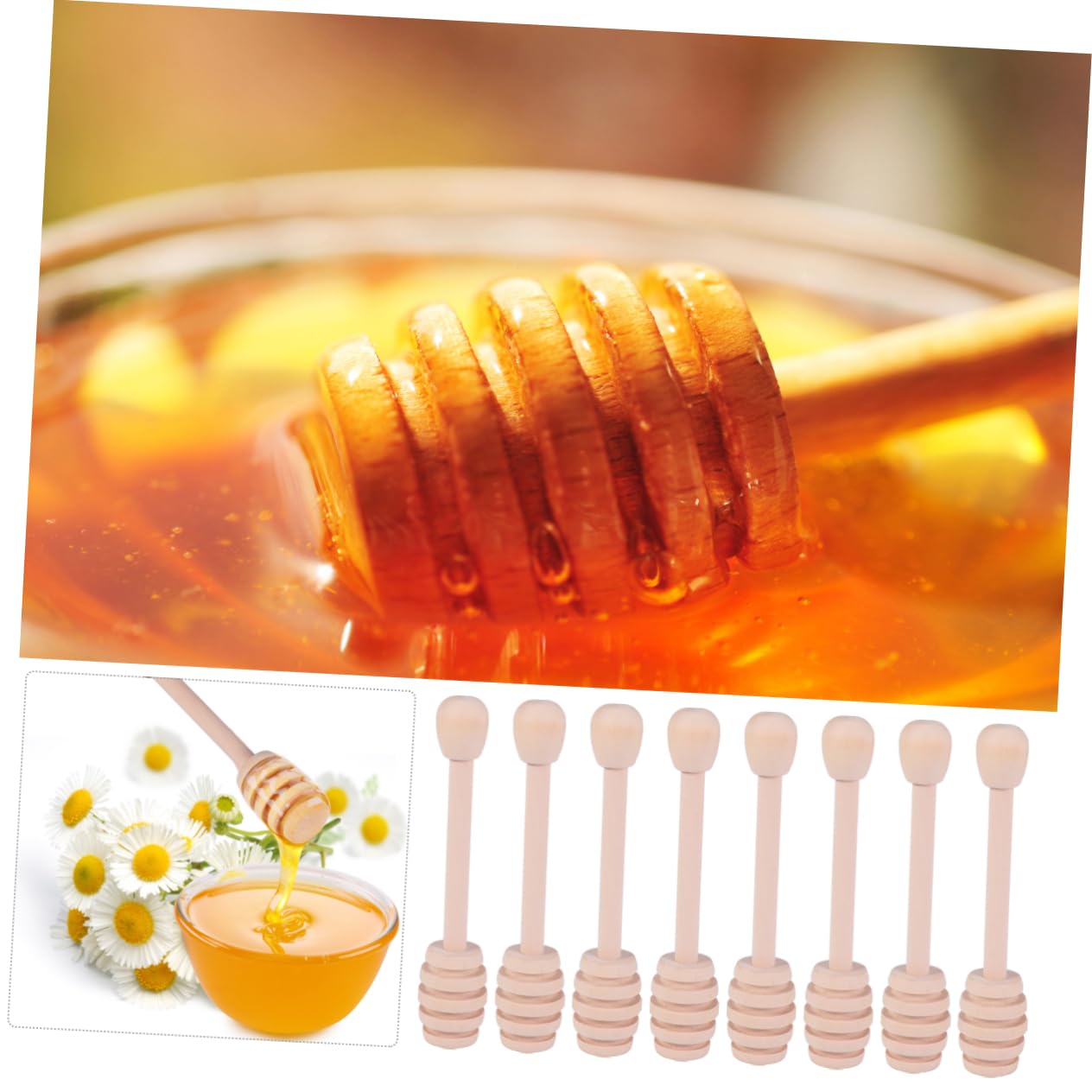 PRETYZOOM 16 Pcs Honey Stick Coffee Stirrer Coffee Syrup Honey Tool Syrup Stirrer Honey Spoons for Tea Mini Whisk Honey Dipper Spoon Coffe Syrup Stirred Wooden Bamboo Coffee Spoon re-usable