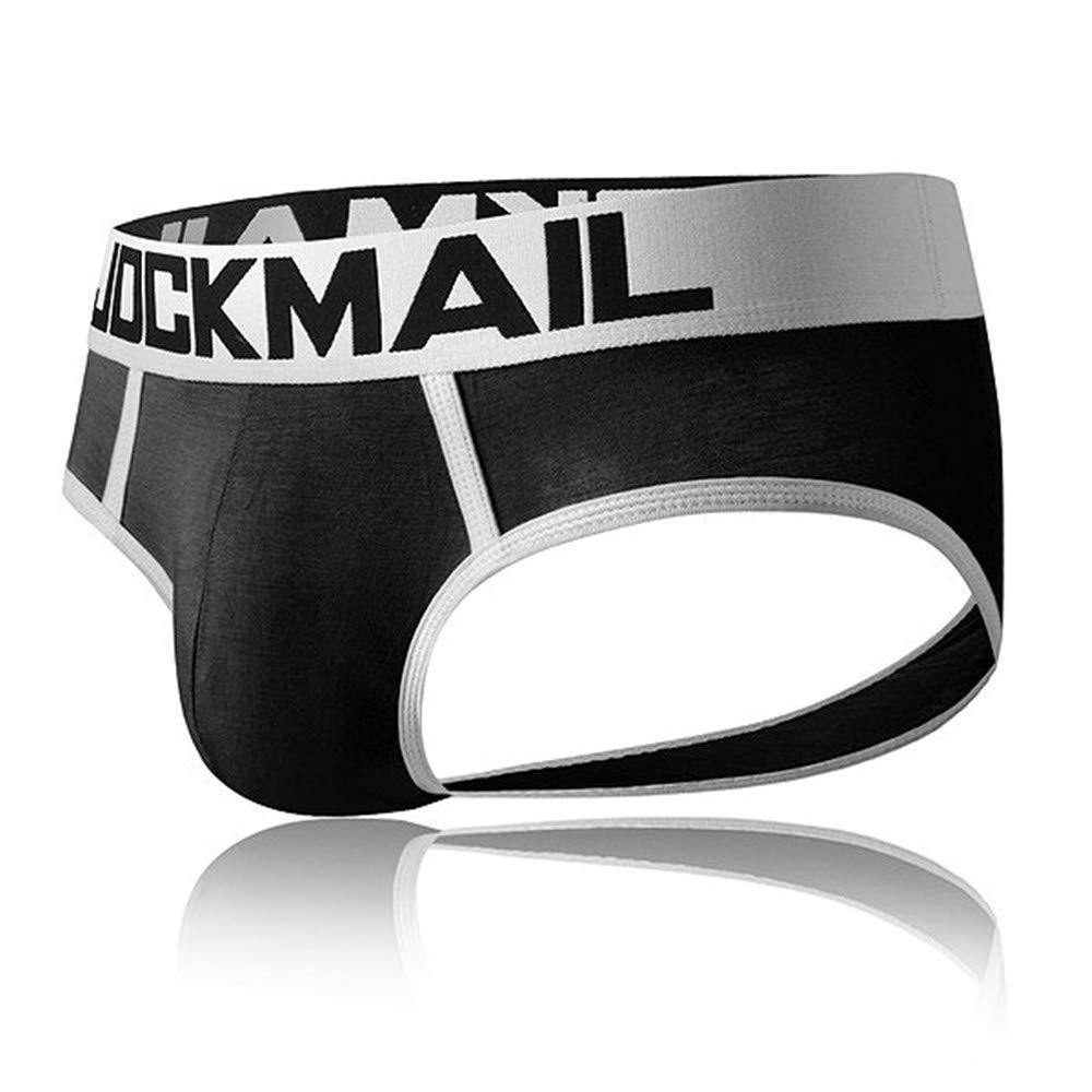 Jockmail Men's Black Sexy Backless Briefs Jock Strap G Strings Sexy Briefs Bulge Pouch Briefs Thongs Gay Underwear Bikini Thongs (Xxl, )