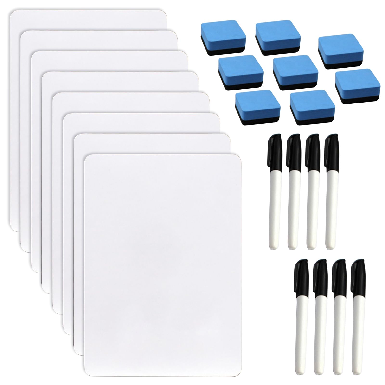 8 Pack Dry Erase Whiteboard,A4 Double-Sided Lapboard with 8 Pens and 8 Erasers,for Kids,Students,Teacher,Classroom,Home,Office