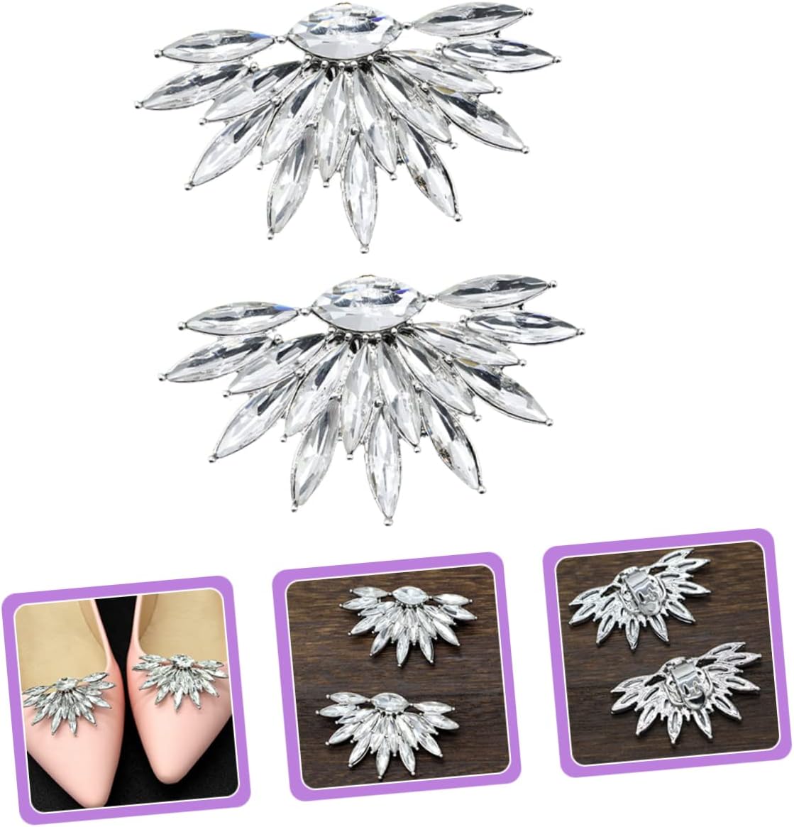 Abaodam 6pcs Rhinestone Shoe Clips for Women Elegant Shoe Accessories for Heels Sandals and Boots Decorative Buckles for Bridal and Special Occasions