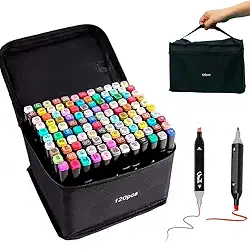 Canetas Coloridas Canetinhas Marcador TOUCH Kit Profissional Premium Desenho Conjunto 24,36,48,60,80,120 Cores Canetinha Colorida Ponta Dupla Permanente Colorir Escolar Artistico Duas Pontas (120)