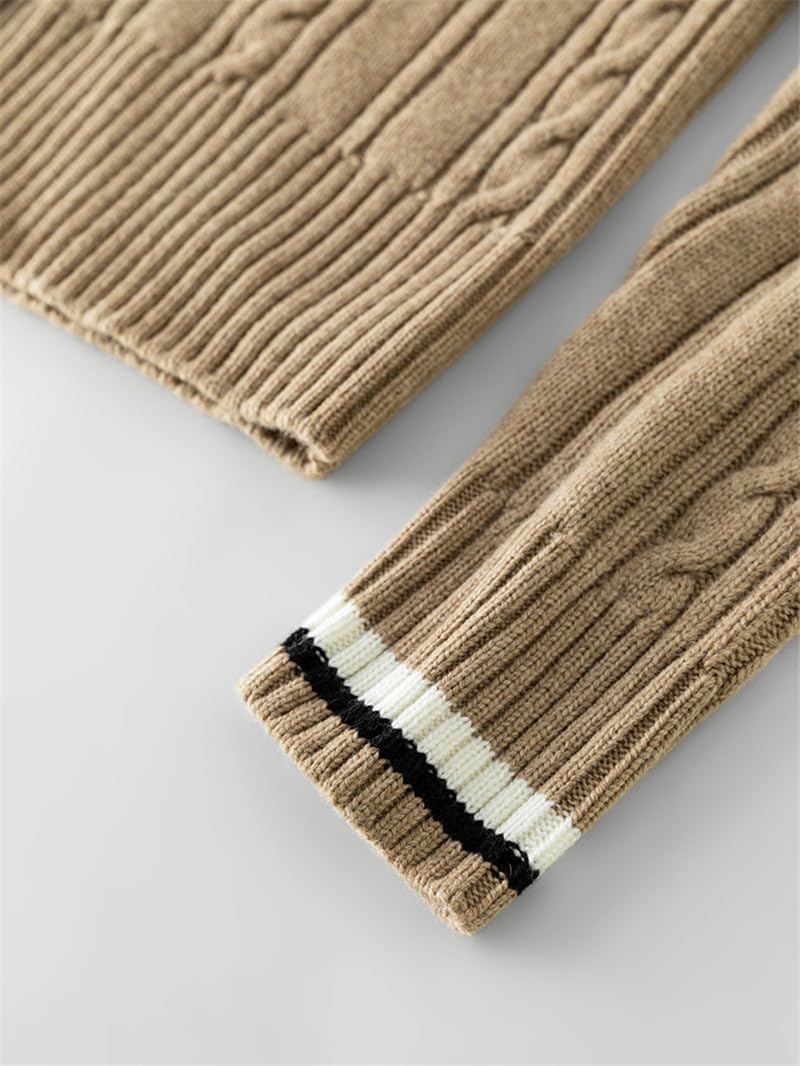 Damski solidny dekolt w serek długi sweter luźny gruby sweter na co dzień vintage sweter