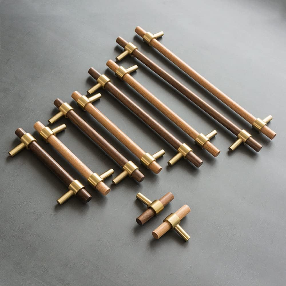 Kitchen Cabinet Door Drawer Knob T Bar Handles Knobs Pulls Wooden Handles Closet for Cupboards Dresser Home Decoration (Color : Beech Wood 96mm)