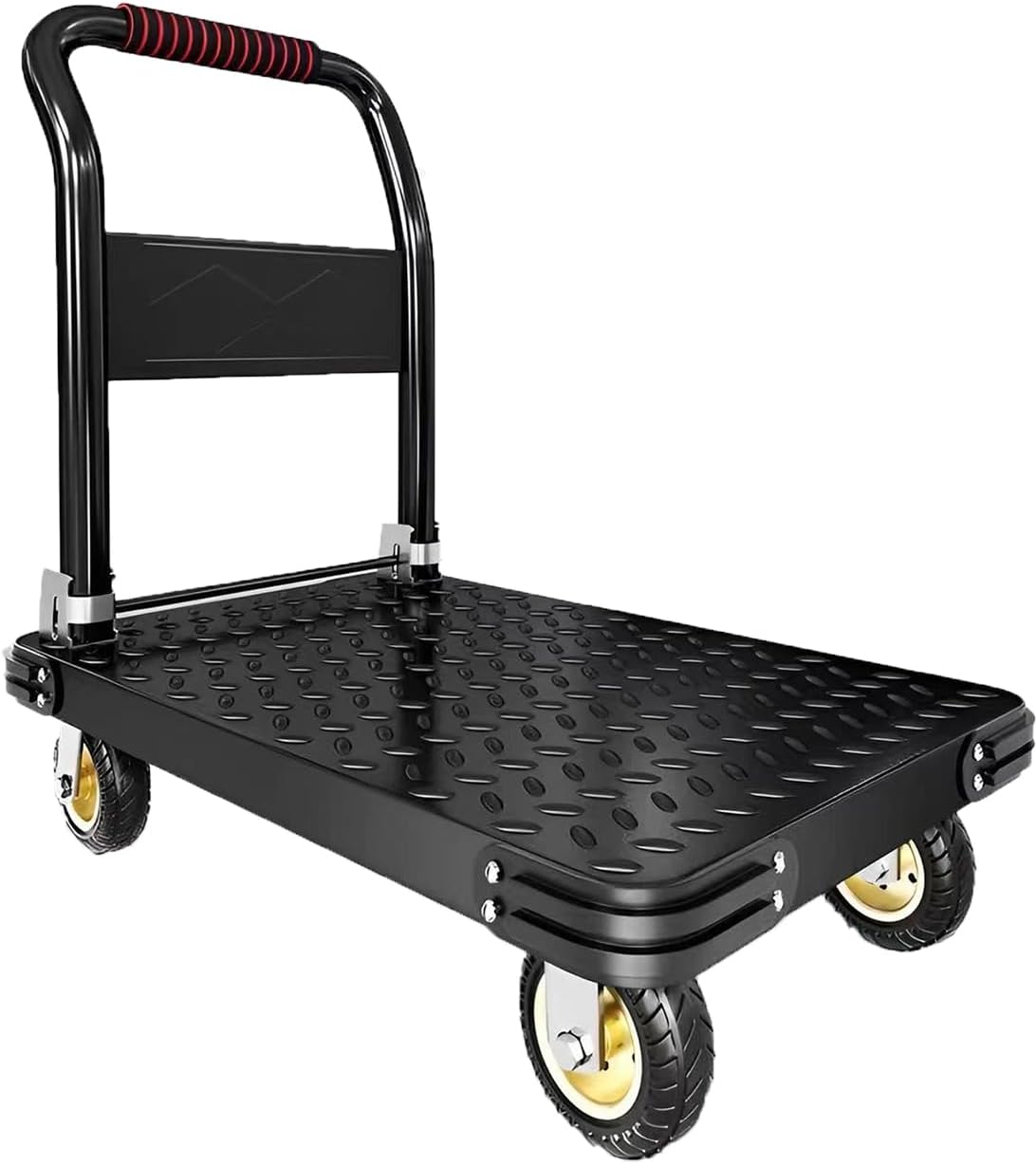 Platform Trucks Industrial Trolley 36X 24 inches Portable Moving Cart Large Flatbed with Wheels 2425 lb. Load Capacity (Black)