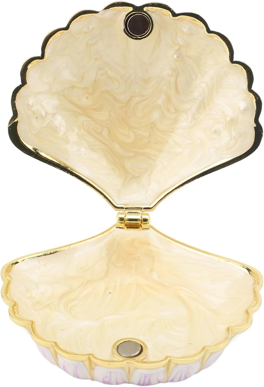 Seashell Figurine Trinket Box, 2.8 x 2.6 x 1.2in Hinged Crystals Jeweled Painted Enameled Collectible Ocean Jewelry Box,Metal Seashell Figurine with Rhinestone Decor Display - Image 8