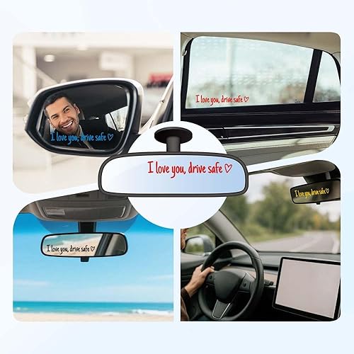 Miniatura 4 de Calcomanía de espejo con texto en inglés "I Love You Drive Safe" para ventana de automóvil, bonita calcomanía para parabrisas de visión trasera,
