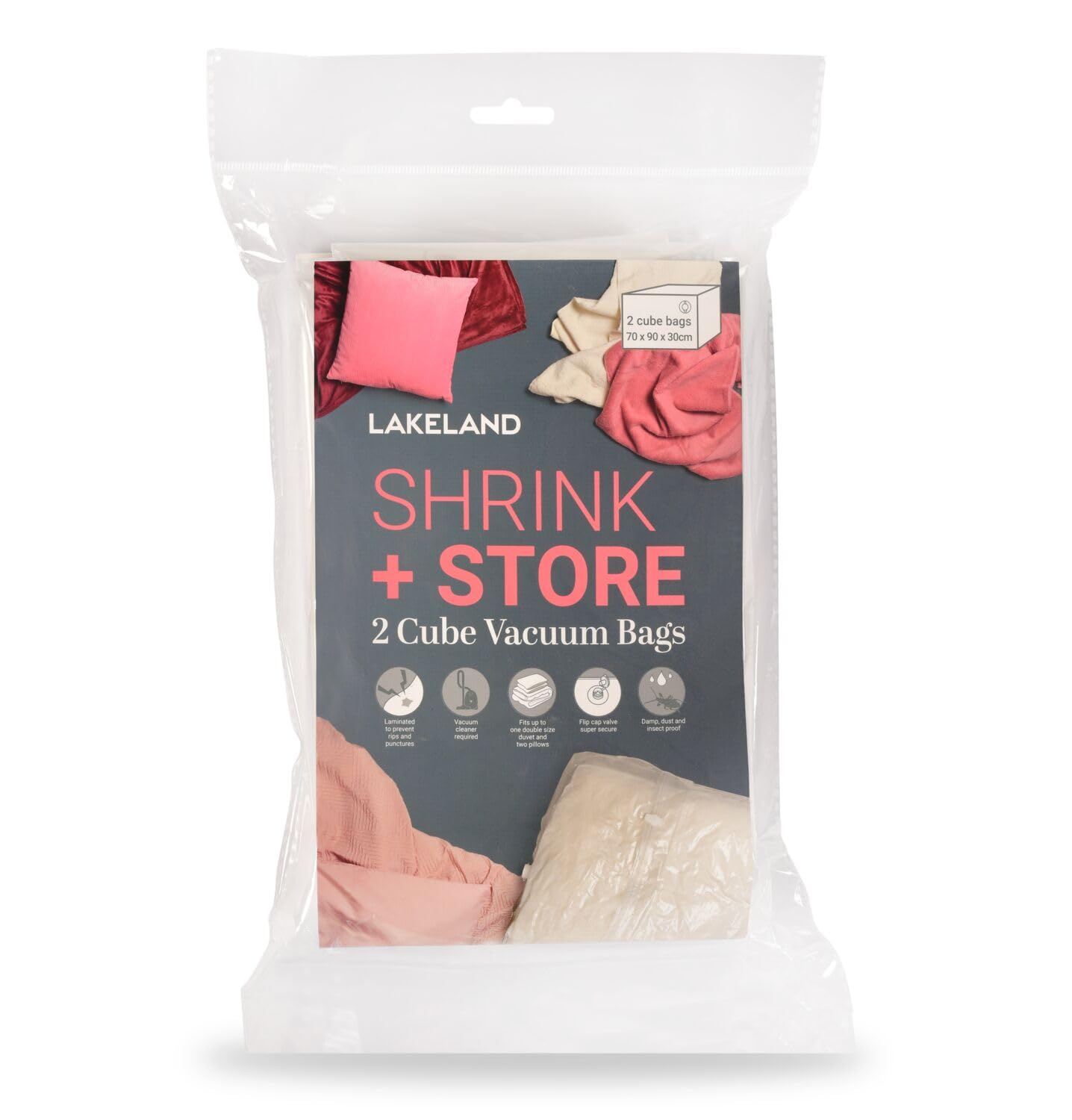 Lakeland 2 Shrink & Store Cube Vacuum Storage Bags