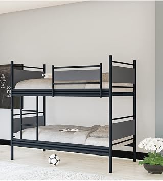 GM 128 STAR WOOD METAL BUNK BED BLACK-ANTHRACITE GRAY