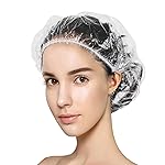 Years Calm 40PCS Disposable Shower Caps, Clear Shower Caps for Travel, large Plastic Hair Caps for Women, Home Use, Hotel (large Size 20.5) (40PCS)