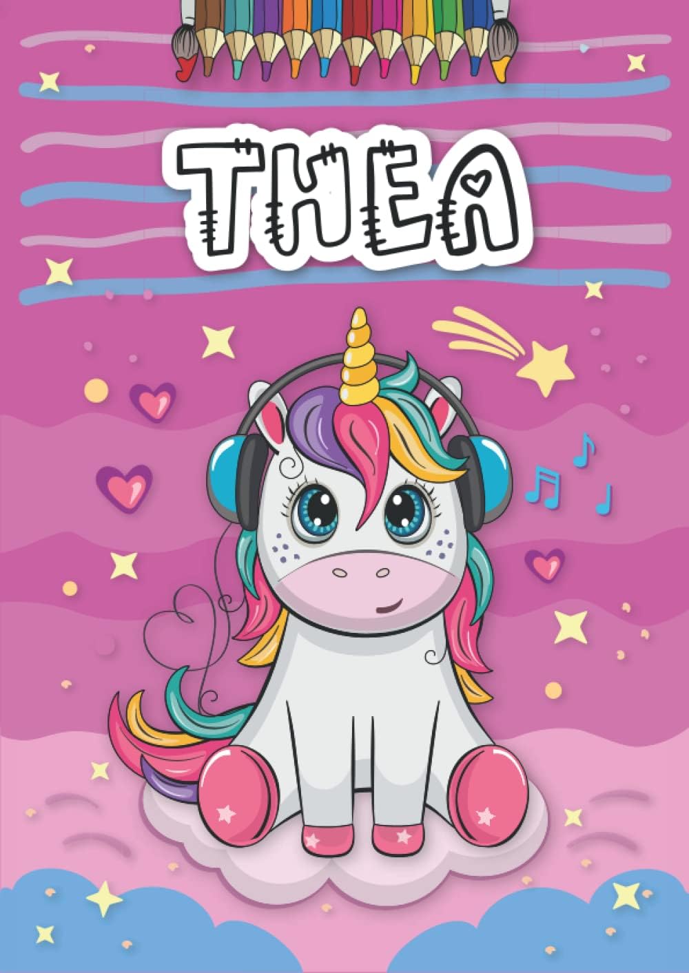 Independently published Thea: Livre de coloriage personnalisé pour Thea | Licorne | Cadeau d'anniversaire pour fille ... | 4 à 8 ans | 25 motifs de licorne avec le prénom Thea, Grand format A4 (21 x 29.7 cm)