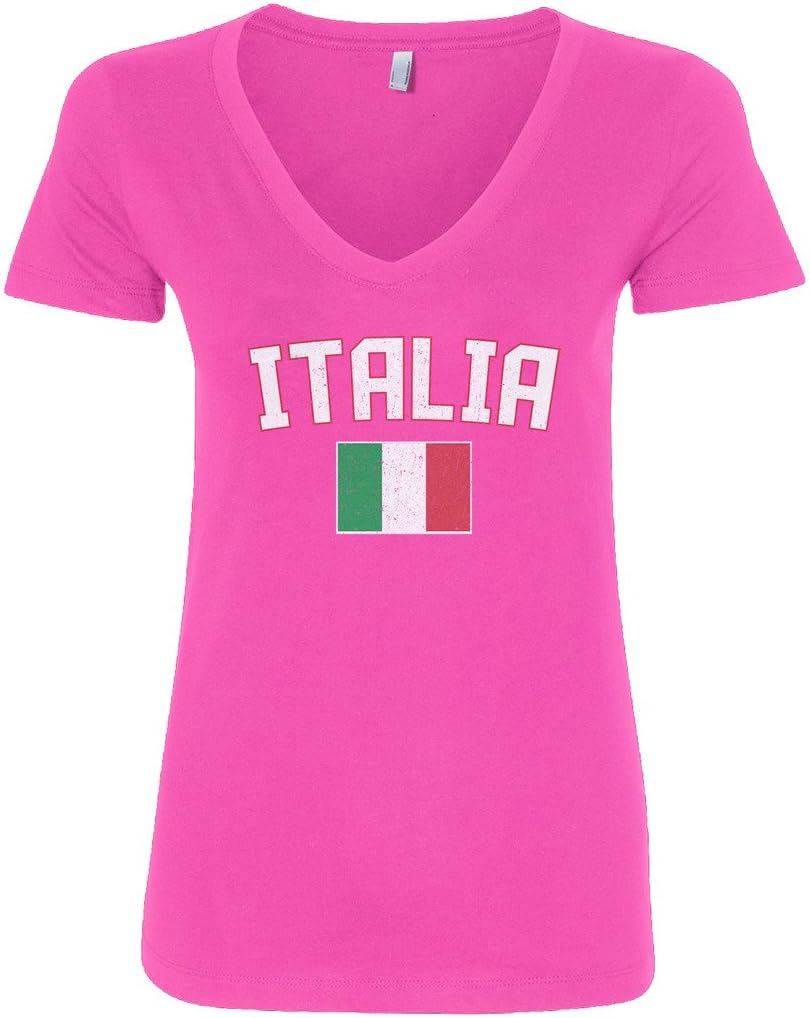 Threadrock Women's Italia Flag V-Neck T-Shirt