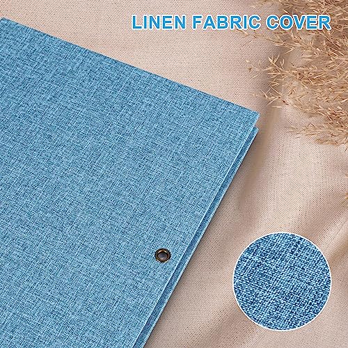 Álbum de fotos AIOR tipo scrapbook con pegamento propio, 60 páginas, cubierta de lienzo, ideal como regalo para viajes, bodas y bebés (azul) miniatura 4