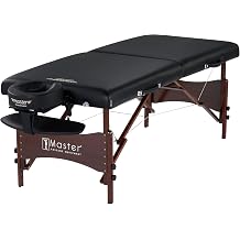 Master Massage Portable Massage Table Newport  76cm, Walnut Hardwood Frame with Black Vinyl, 6.3cm Cushion, Full Massage Table Package