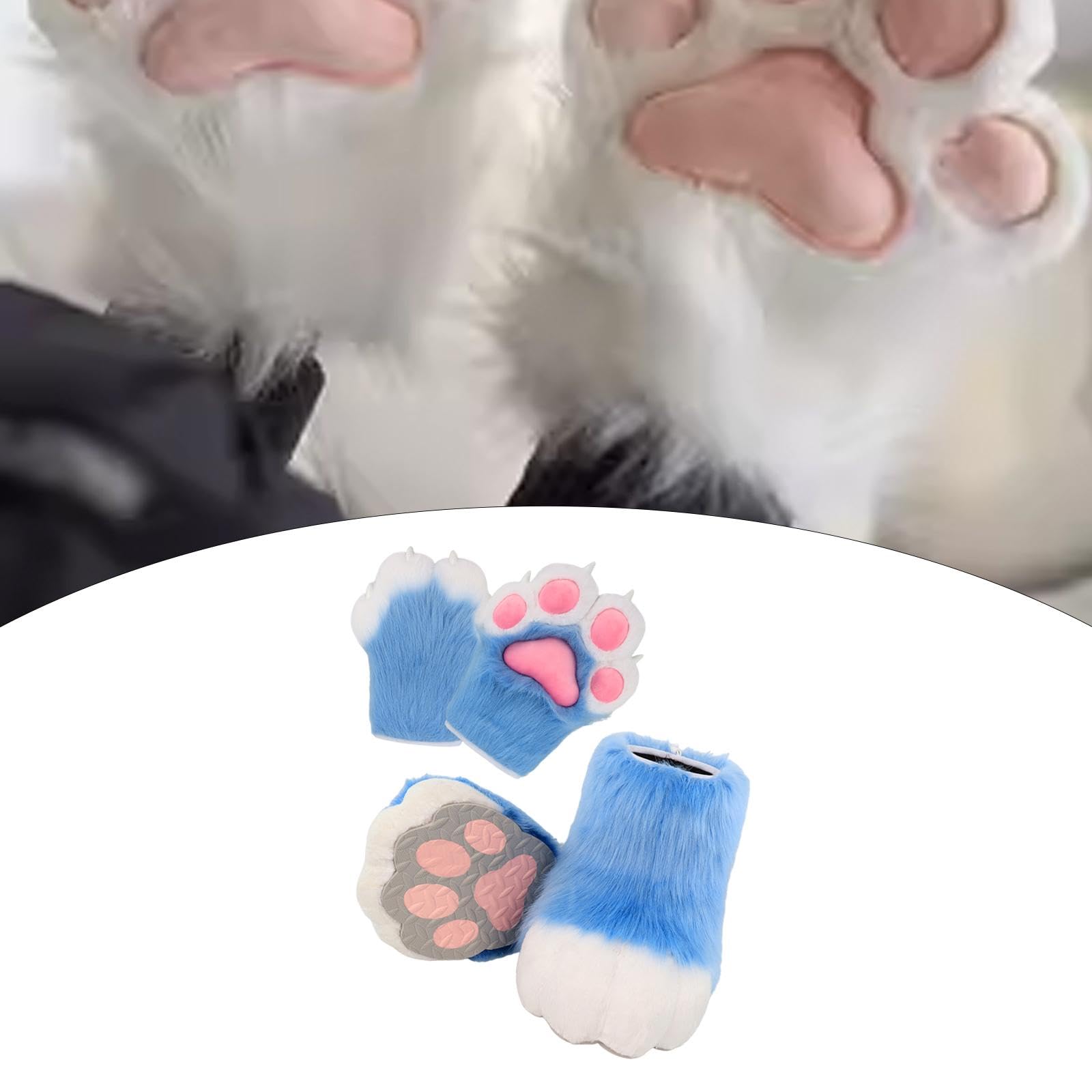 UGPLM Cosplay Animal Paws Fursuit for Women Gloves for Holiday Role Playing Masquerade: Blue