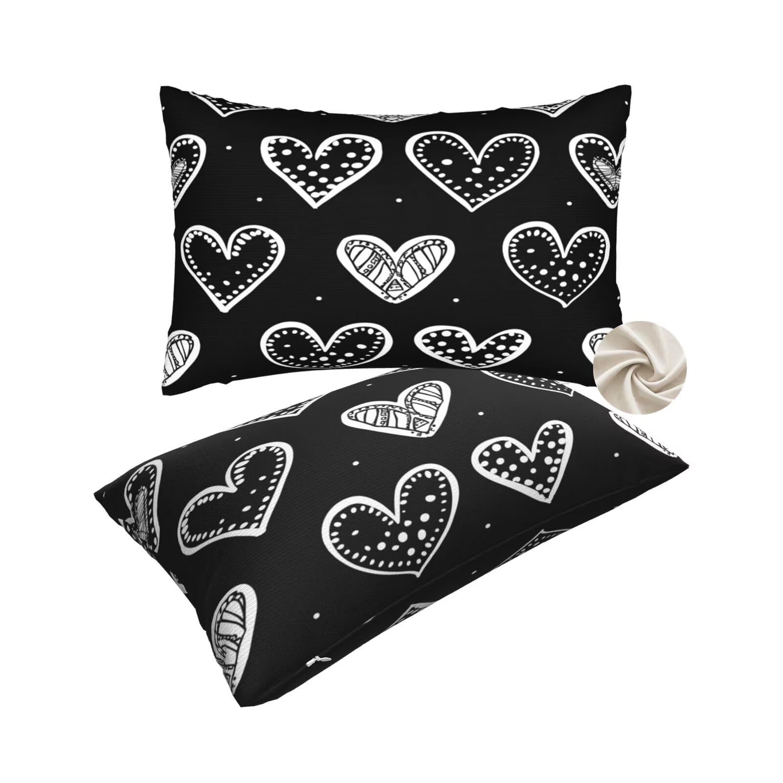 Housses de coussin 50x80 cm lot de 2 noir pour canapé et lit