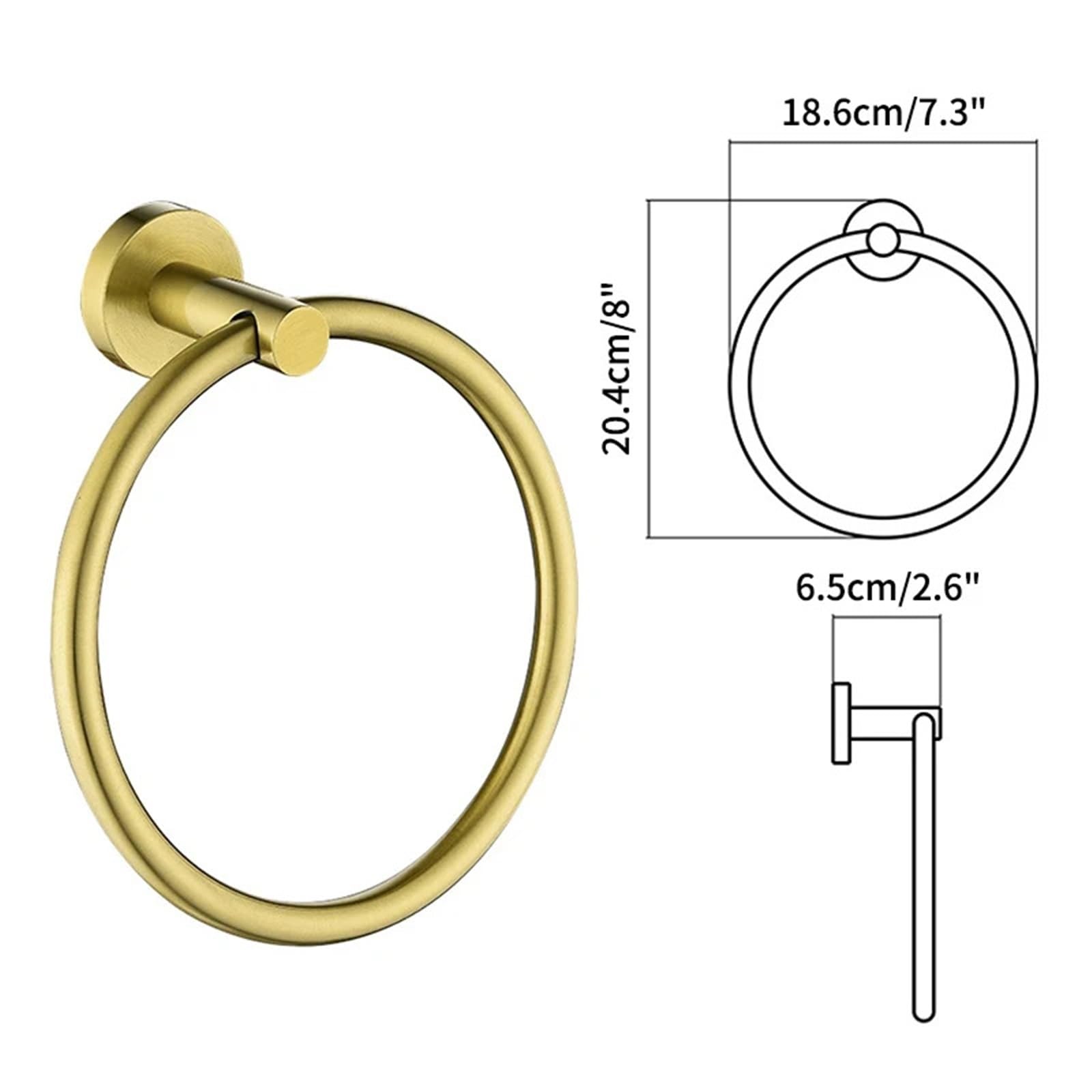 Portasciugamani ad anello da parete per bagno, 2 pezzi, rotondo, per WC, cucina(Chrome)