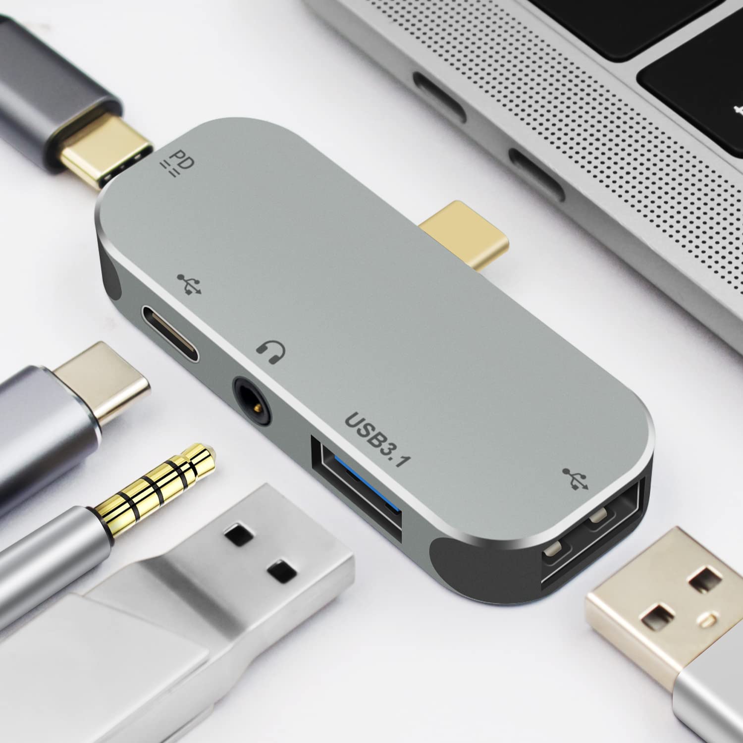 Buy Poyiccot USB C HUB with Audio Jack, 5in1 USB C HUB Multiport