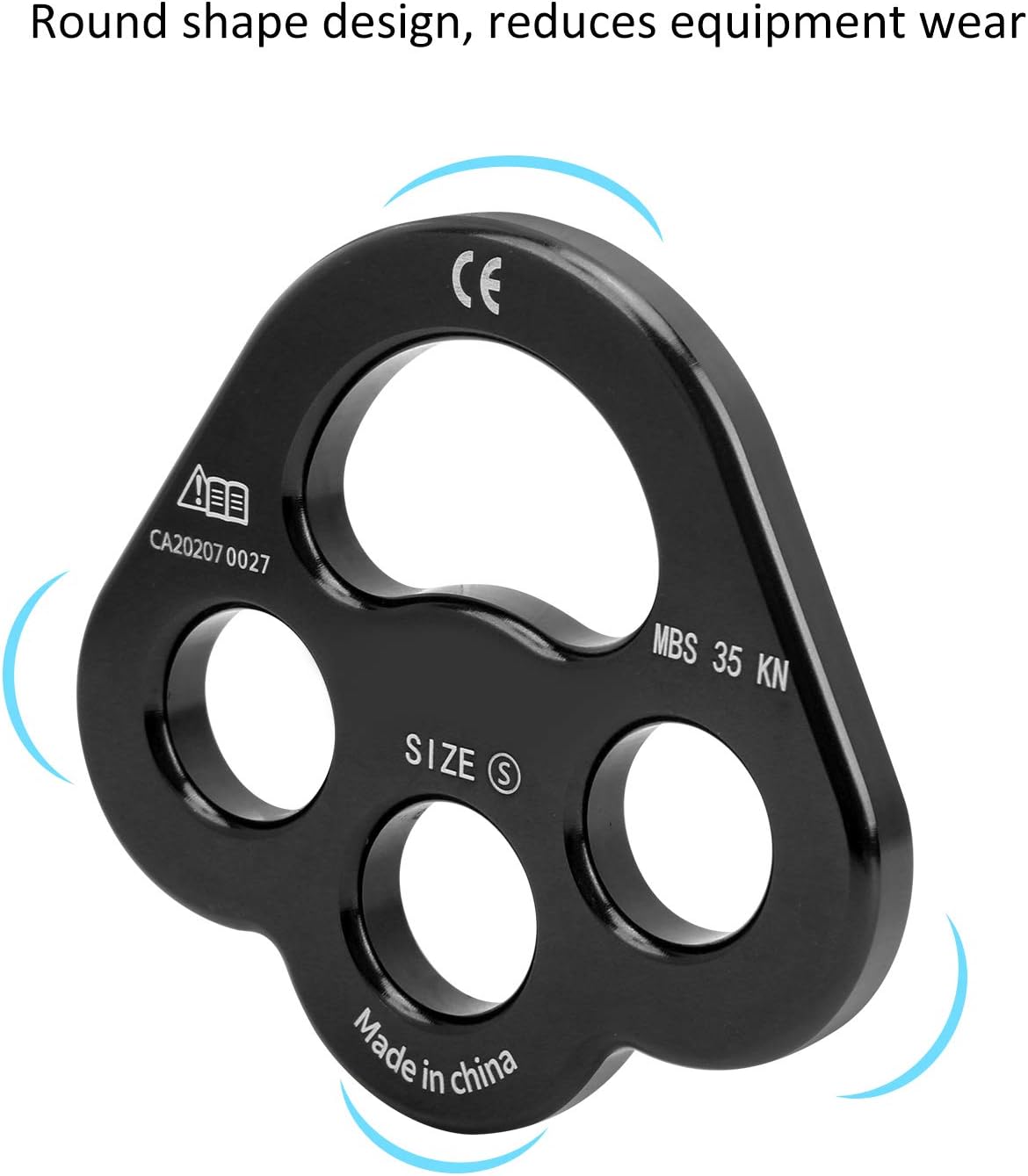 Rigging Plate, 35KN 3 Holes Force Rigging Plate Force Plate Anchor Divider Finger Force Plate Climbing Equipment for Downhill, Rock Climbing, Ice Climbing (Black)