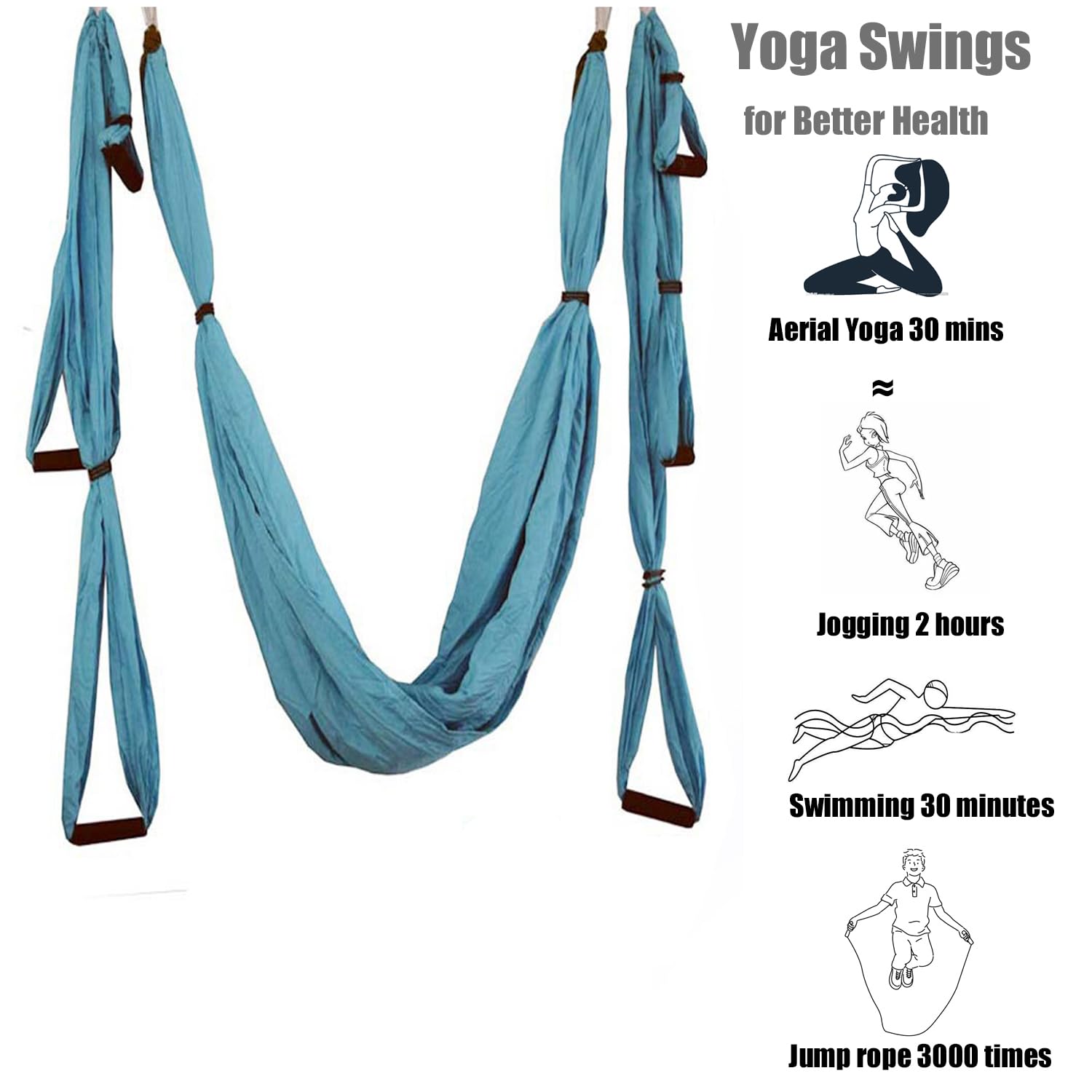 Hamac de Yoga Aérien Kits,avec Poignée épaisse en Mousse,pour la Pratique à Domicile Studios De Yoga(Bleu ciel)
