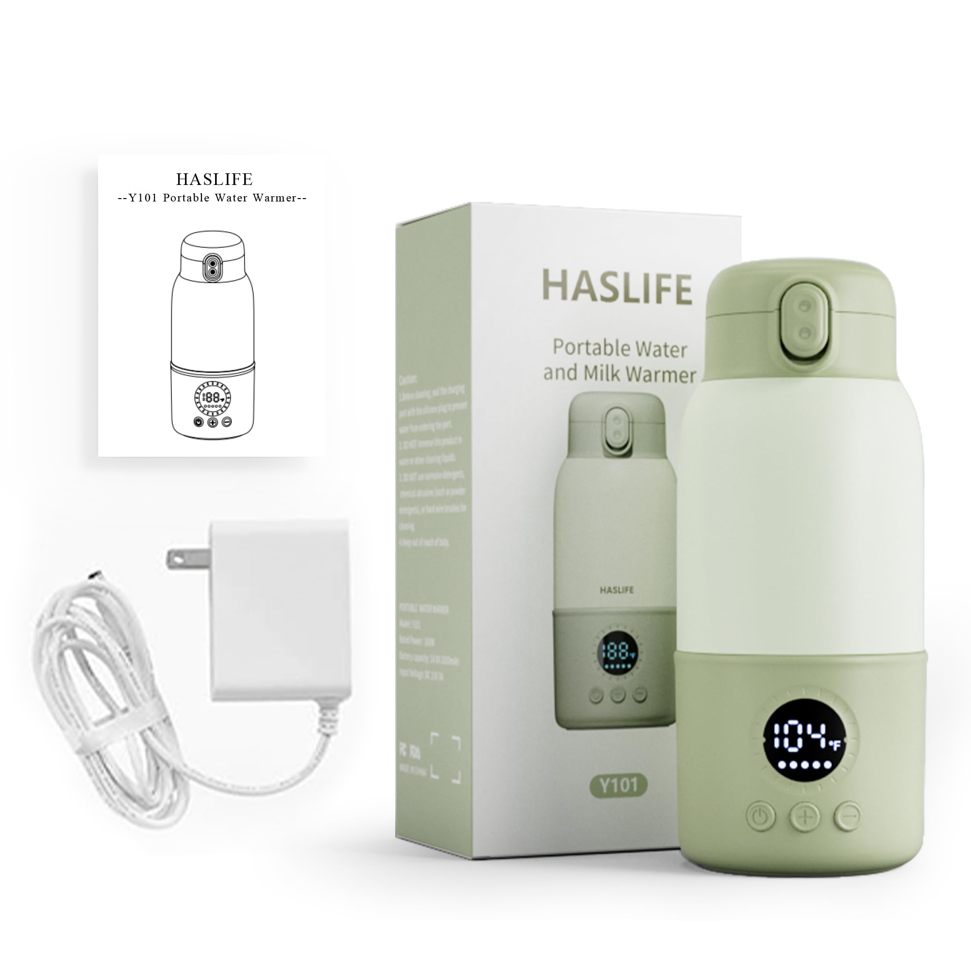 Chauffe-biberon portable de voyage avec formule de transport de 400 ml avec chauffage rapide en 2 minutes, indispensable pour les voyages avec bébé et fonction d'entretien