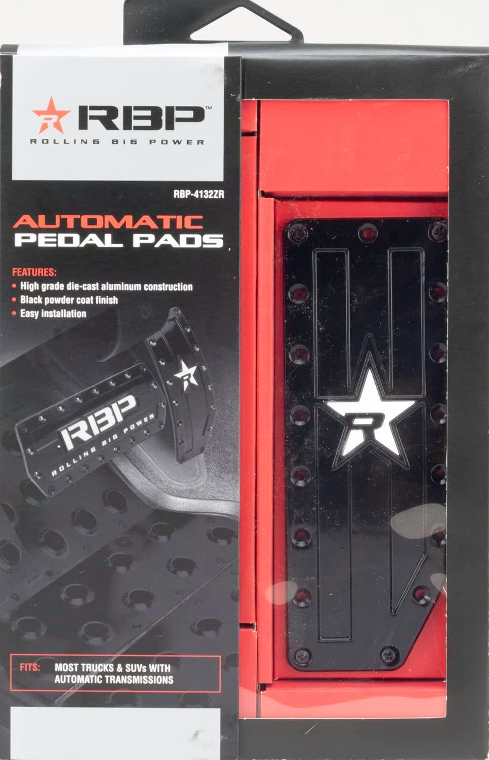 RBP RBP-4132ZR Black Aluminum Automatic Gas Brake Pedal Pads Cover for SUV & Truck - Image 5