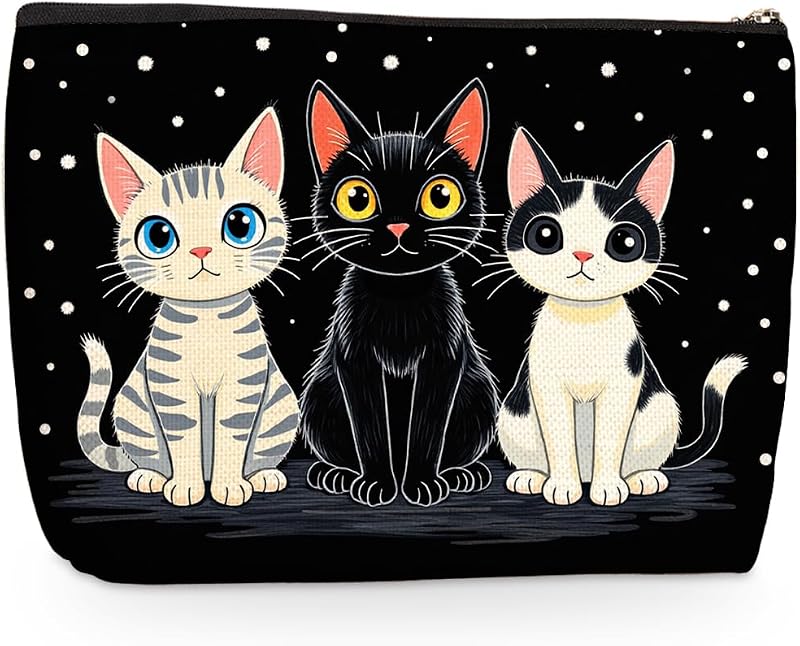 Necessaire Wenboco com estampa de gatos, organizadora para cosméticos e viagem, Pacote com 2