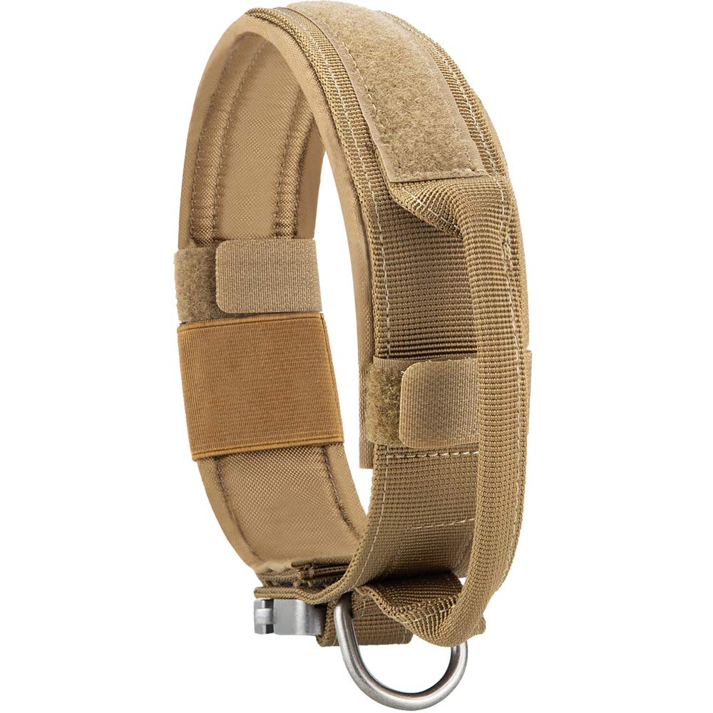 Tactical Dog Collar-JiePai Military Dog Collar for Medium Large Dogs Thick K9 Collar Heavy Duty Dog Collar Metal Buckle(XL,Coyote Brown)
