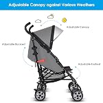 HONEY JOY Baby Lightweight Stroller, Compact Travel Stroller for Airplane, Adjustable Backrest & Canopy, 5-Point Harness, Cup Holder, Storage Basket, Foldable Umbrella Stroller for Toddlers (Black)