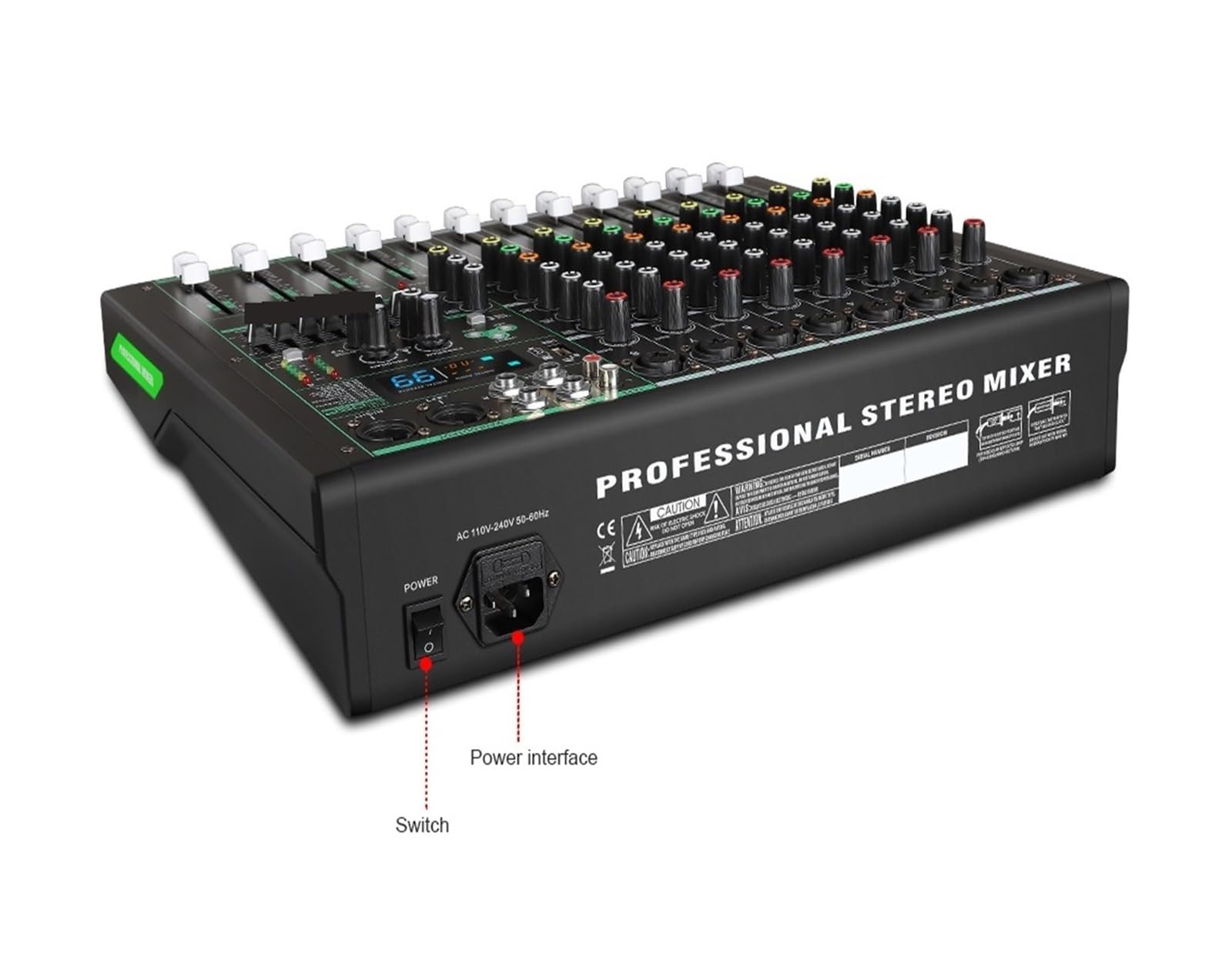 Audiomixer, 8 kanäle Audio Mixer Sound Tisch Professionelle DJ Mischpult 99 DSP Effekte 48V Phantom Power for Sta Studio für Studio-Karaoke